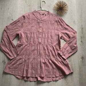 Soft Surroundings‎ swing top blush pink blouse size M lightweight long sleeves